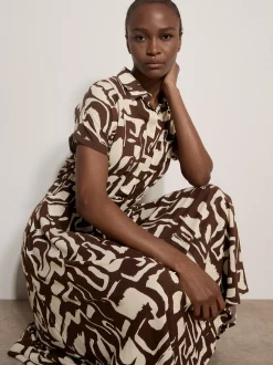 Apricot Damen Midikleid in braun beige - Länge: midi