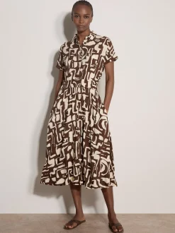 Apricot Damen Midikleid in braun beige - Länge: midi
