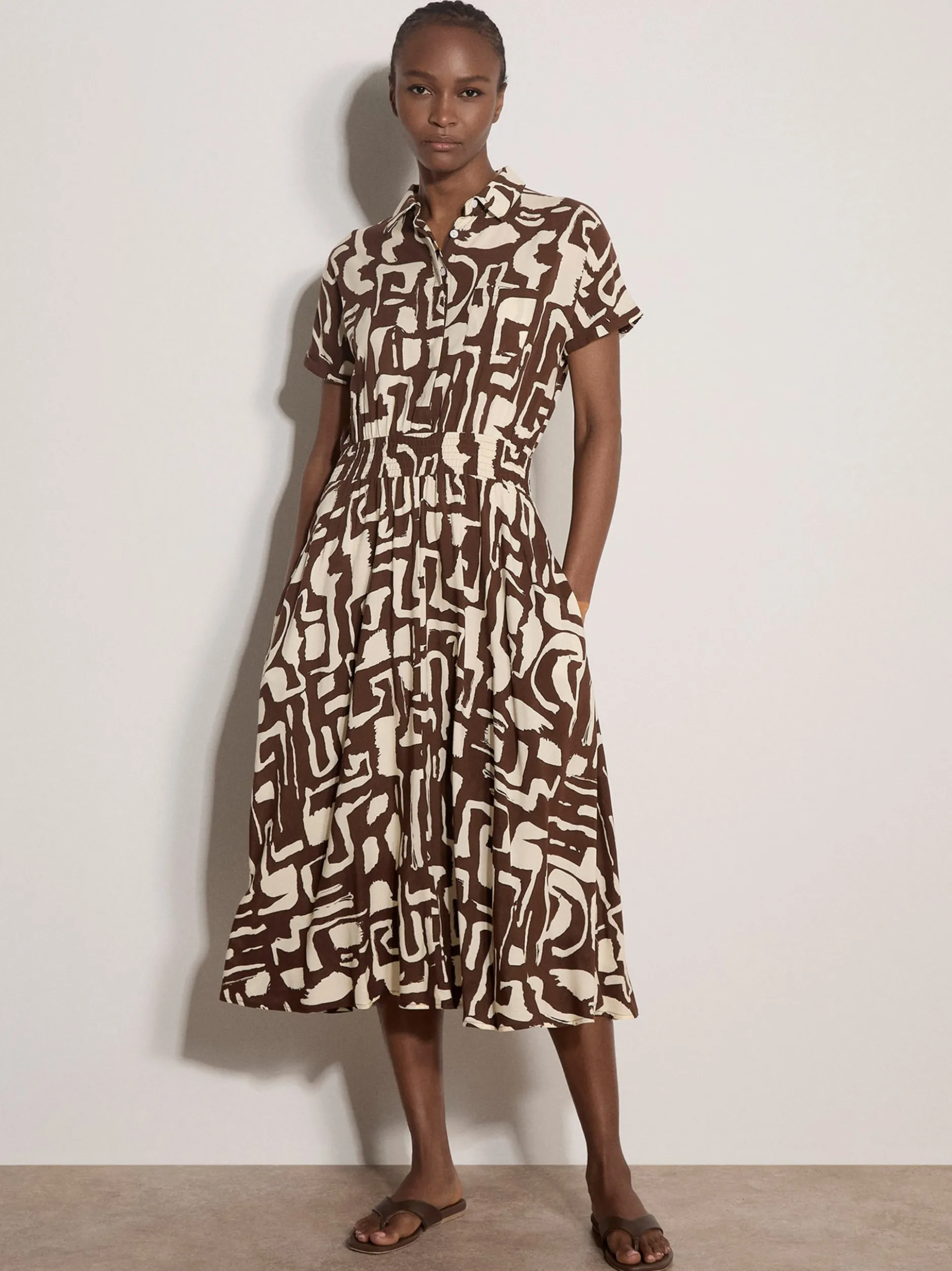 Apricot Damen Midikleid in braun beige - Länge: midi