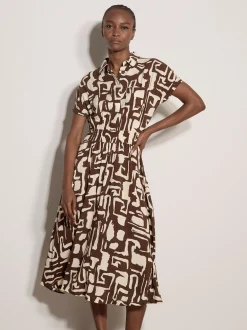 Apricot Damen Midikleid in braun beige - Länge: midi