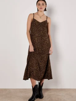 Apricot Damen Midikleid in braun mehrfarbig