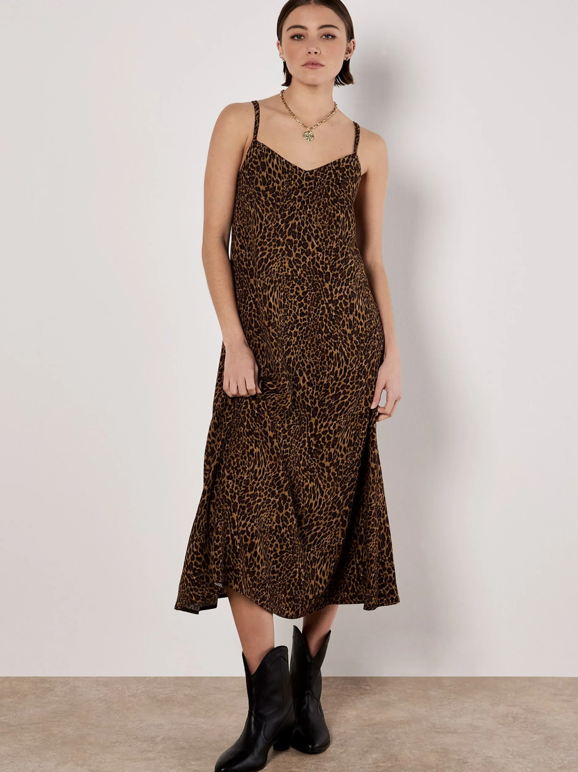 Apricot Damen Midikleid in braun mehrfarbig