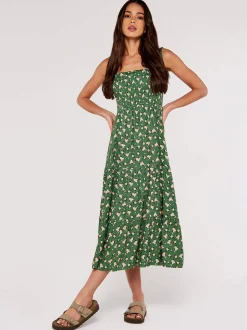 Apricot Damen Midikleid in grün - Ausschnitt: Karree