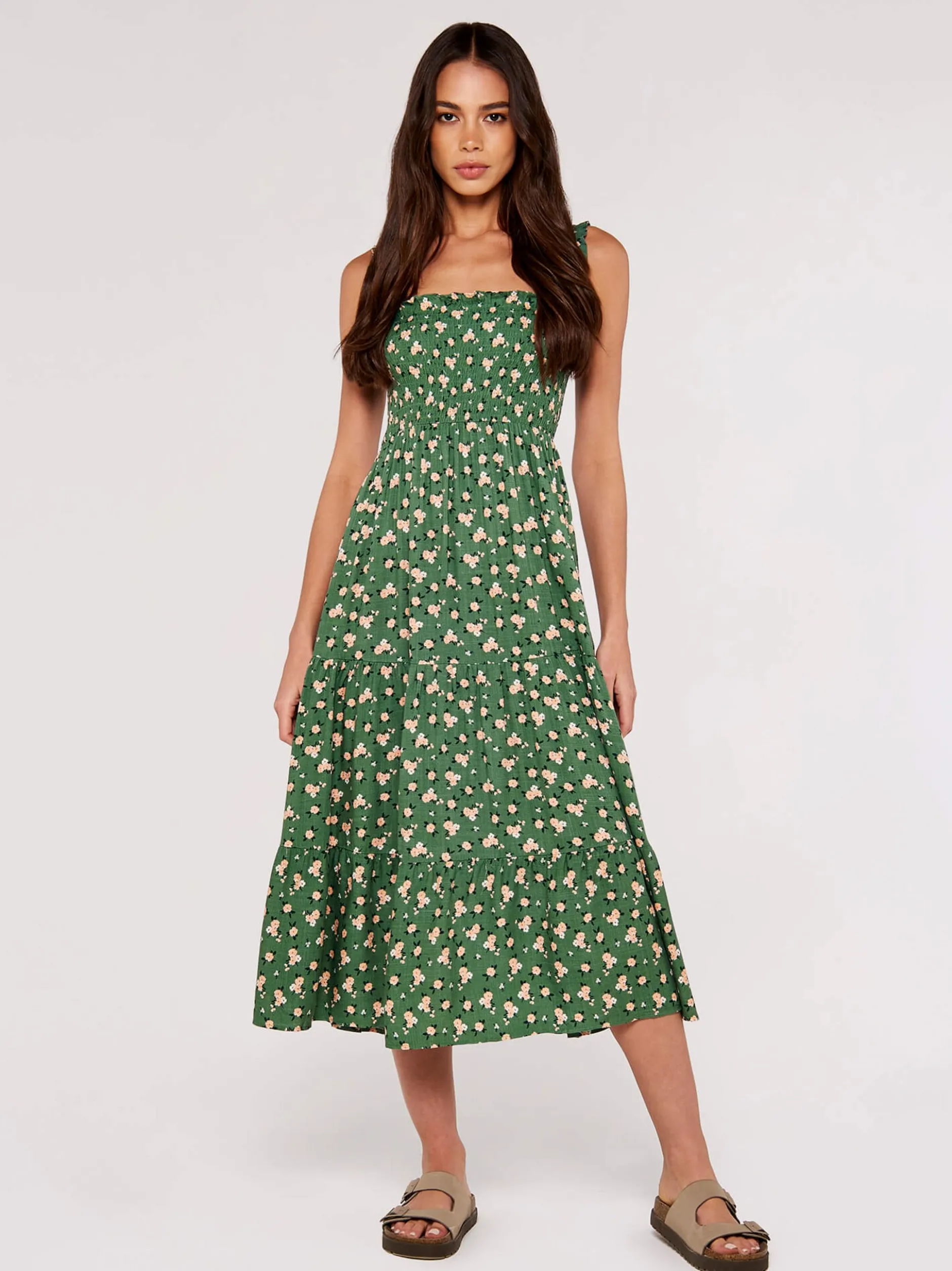 Apricot Damen Midikleid in grün - Ausschnitt: Karree