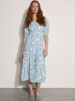 Apricot Damen Midikleid in hellblau - Ausschnitt: Carmen