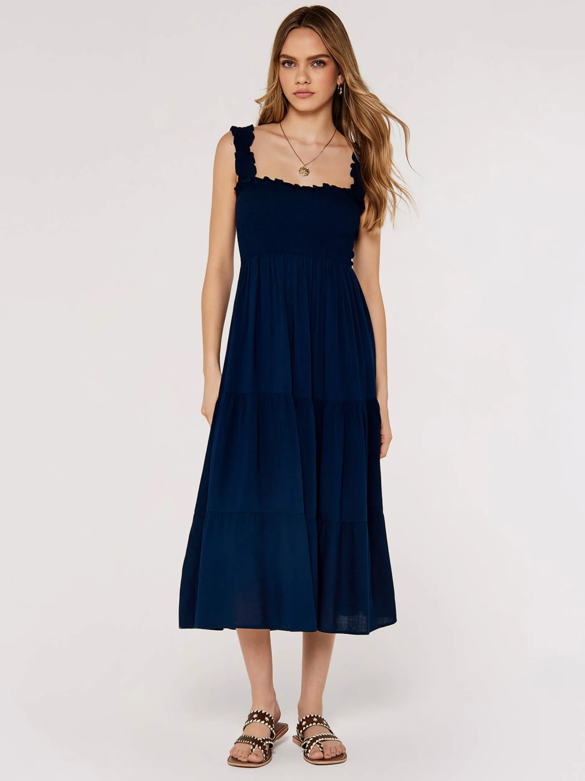 Apricot Damen Midikleid in marine - Ausschnitt: Karree