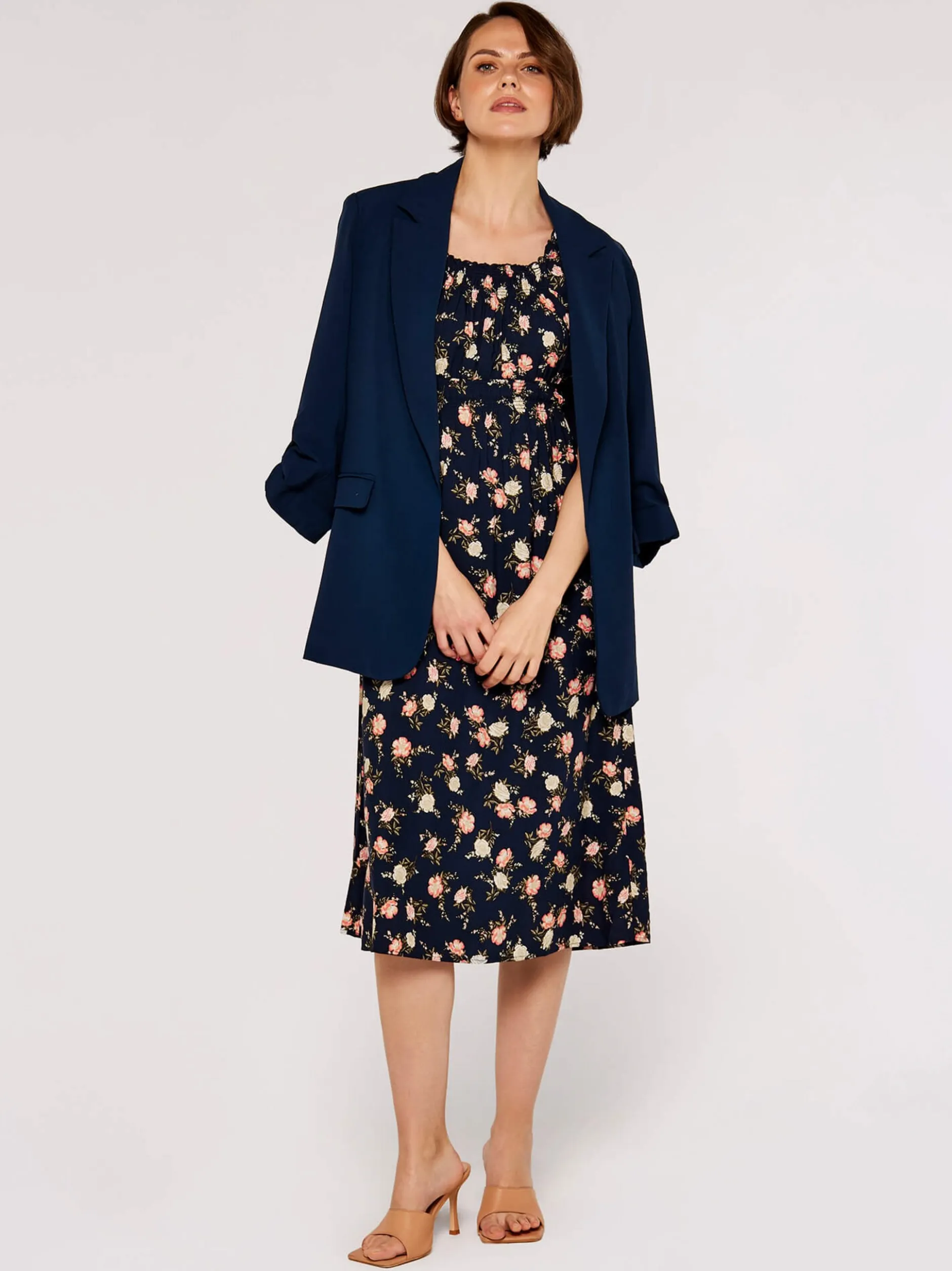 Apricot Damen Midikleid in marine blau - Länge: midi