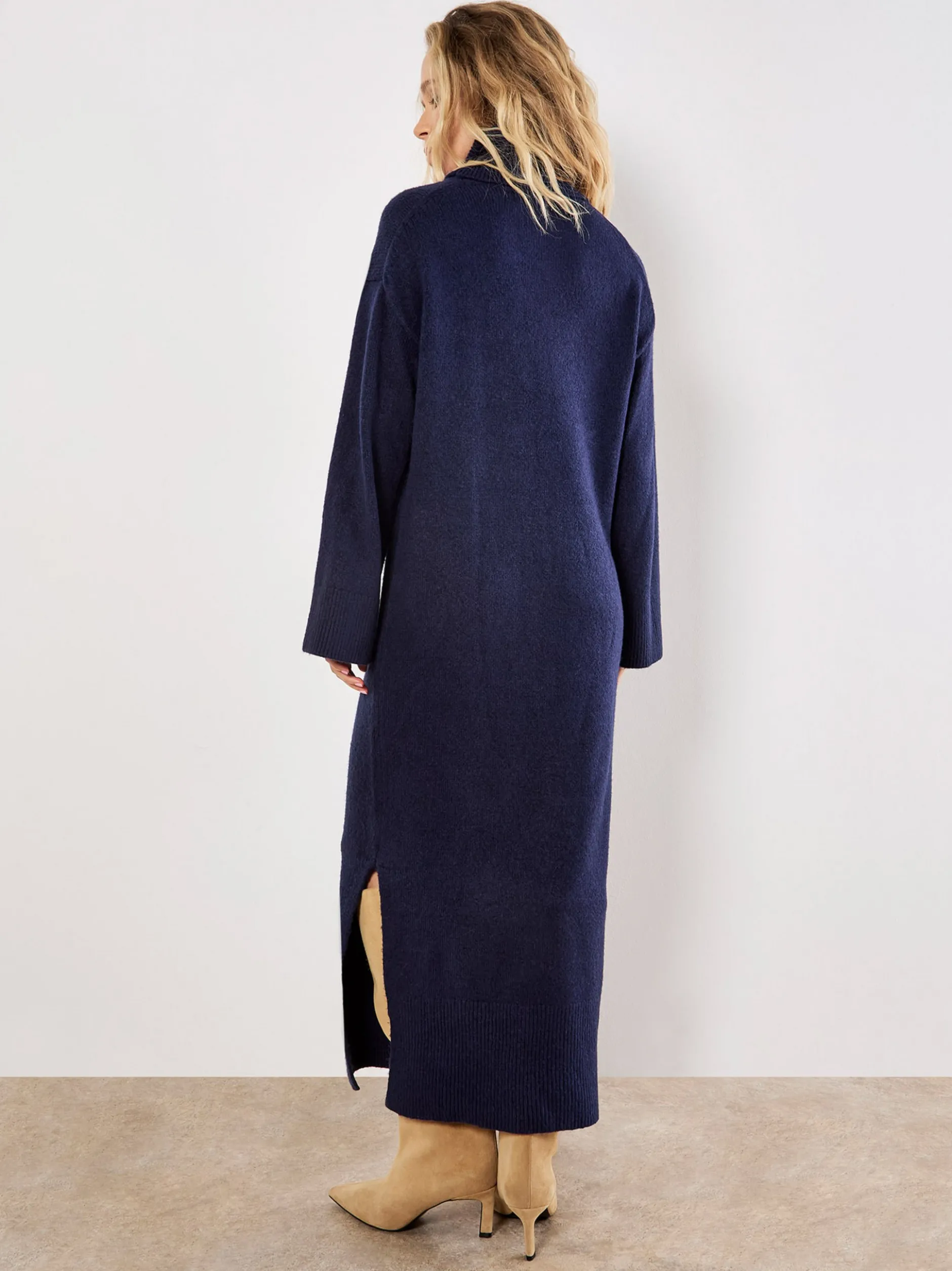 Apricot Damen Midikleid in marine - Länge: midi