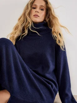 Apricot Damen Midikleid in marine - Länge: midi