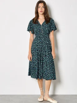Apricot Damen Midikleid in marine - Länge: midi