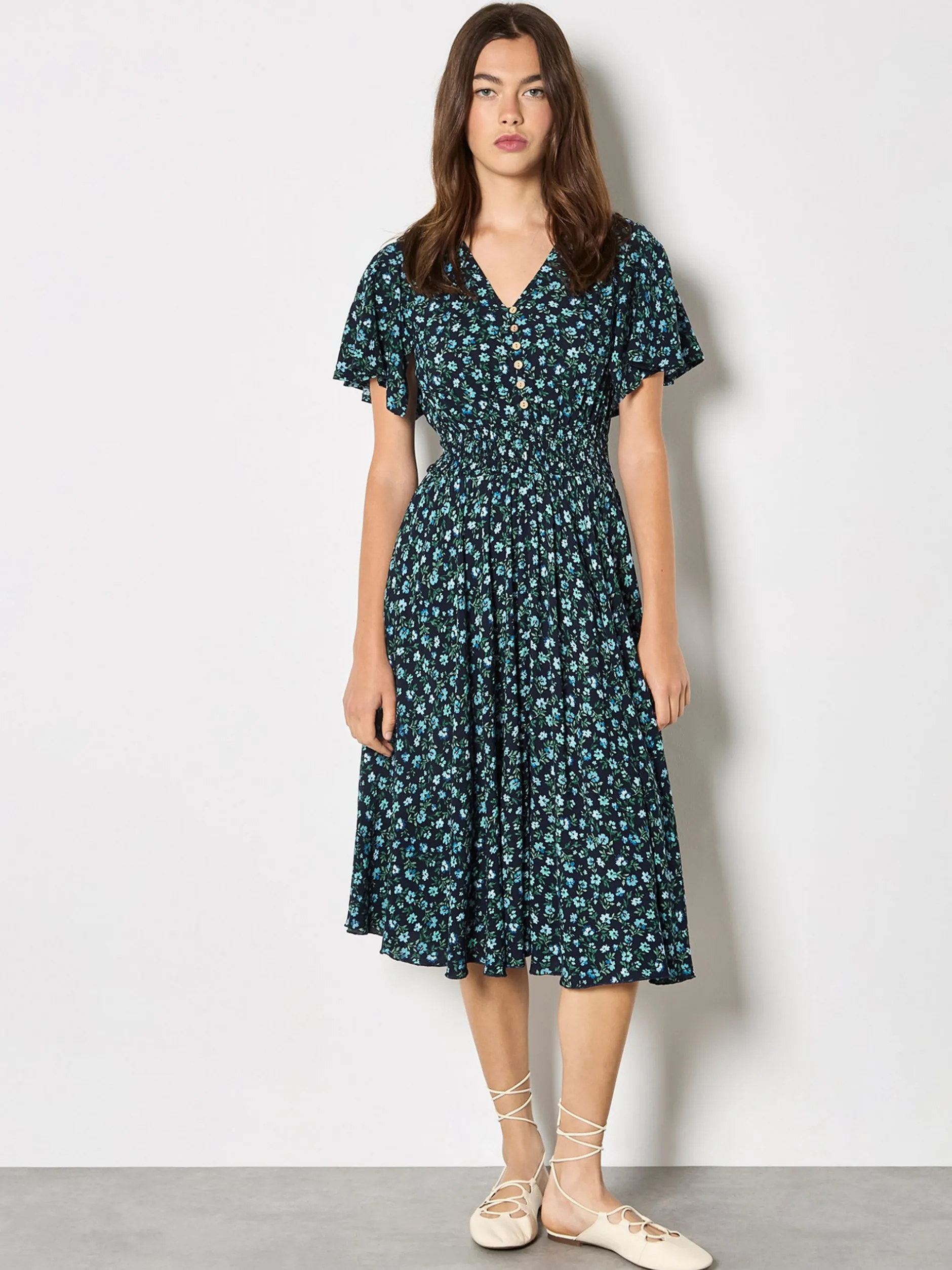 Apricot Damen Midikleid in marine - Länge: midi