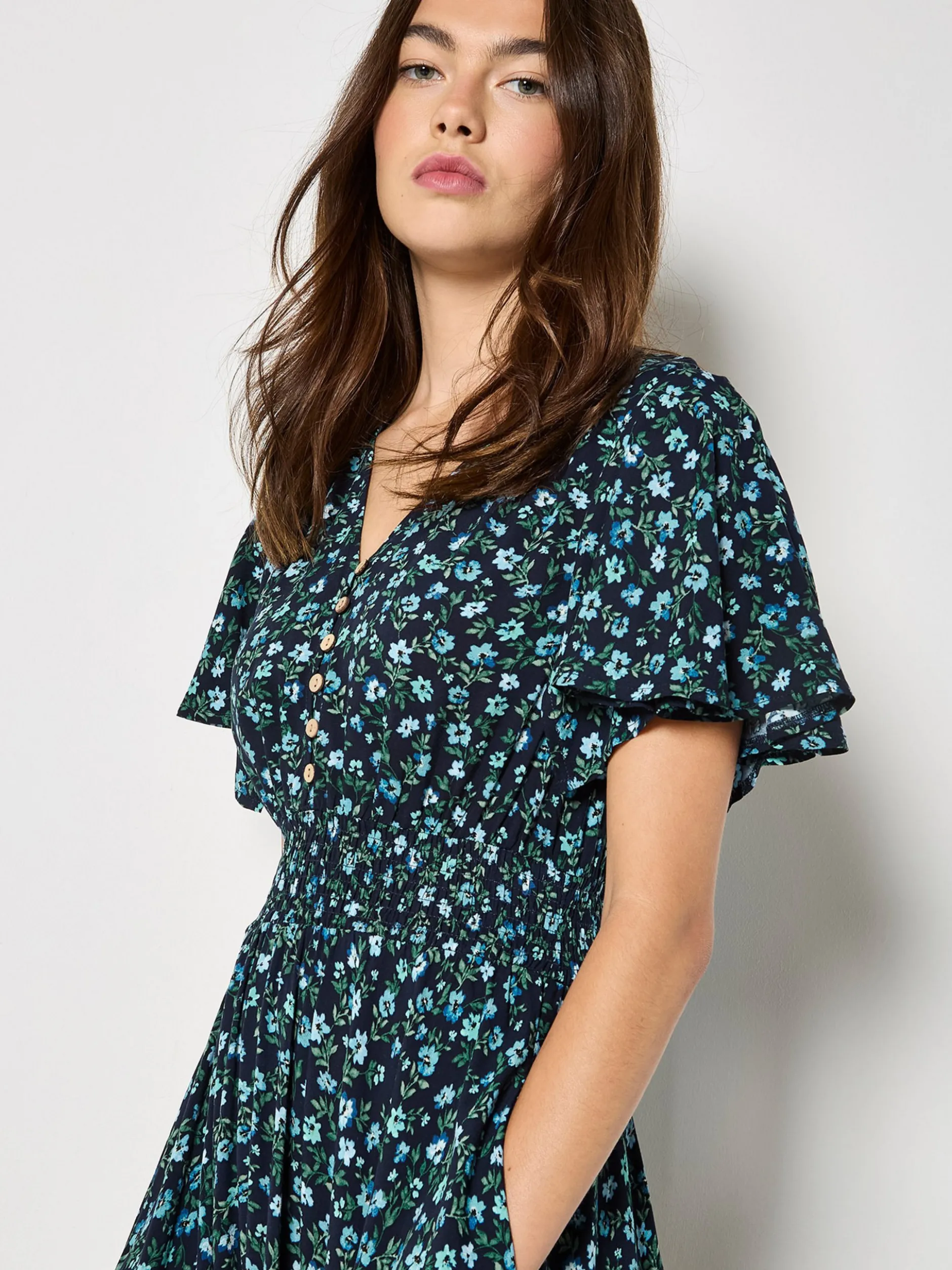 Apricot Damen Midikleid in marine - Länge: midi