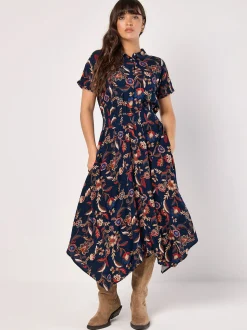 Apricot Damen Midikleid in marine - Länge: midi