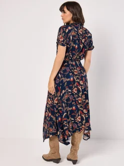 Apricot Damen Midikleid in marine - Länge: midi