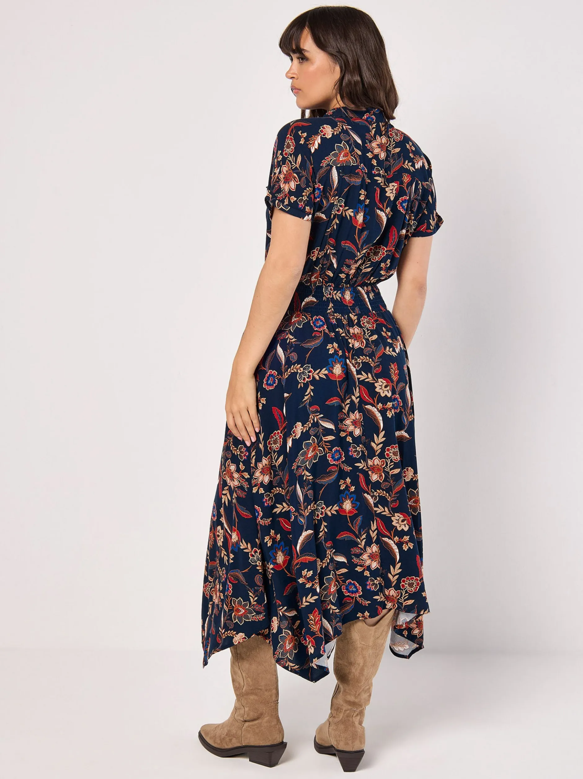 Apricot Damen Midikleid in marine - Länge: midi