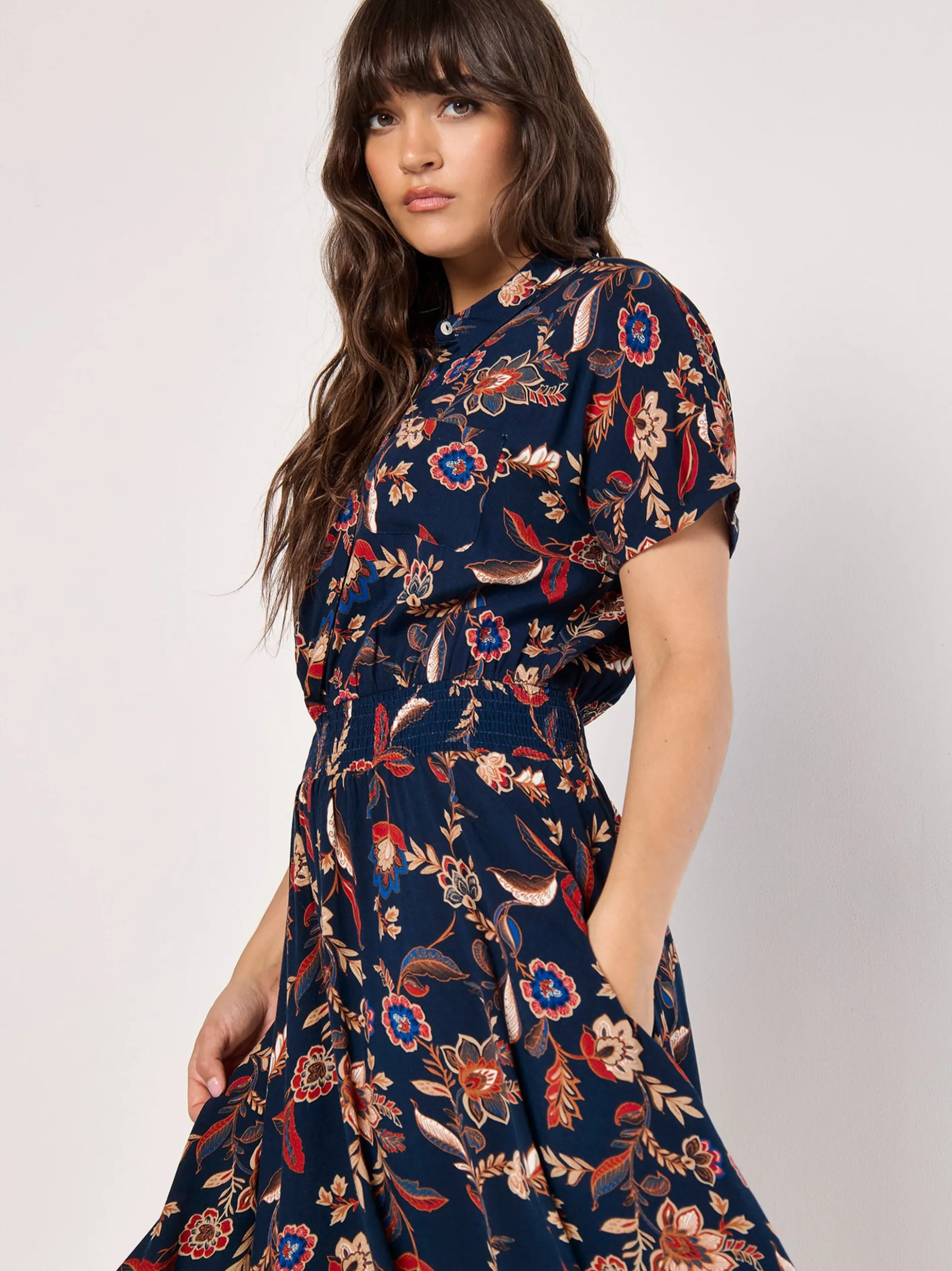 Apricot Damen Midikleid in marine - Länge: midi