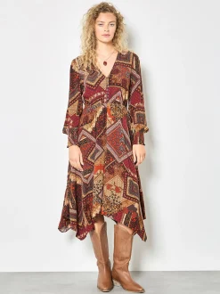 Apricot Damen Midikleid in rosenholz - Länge: midi