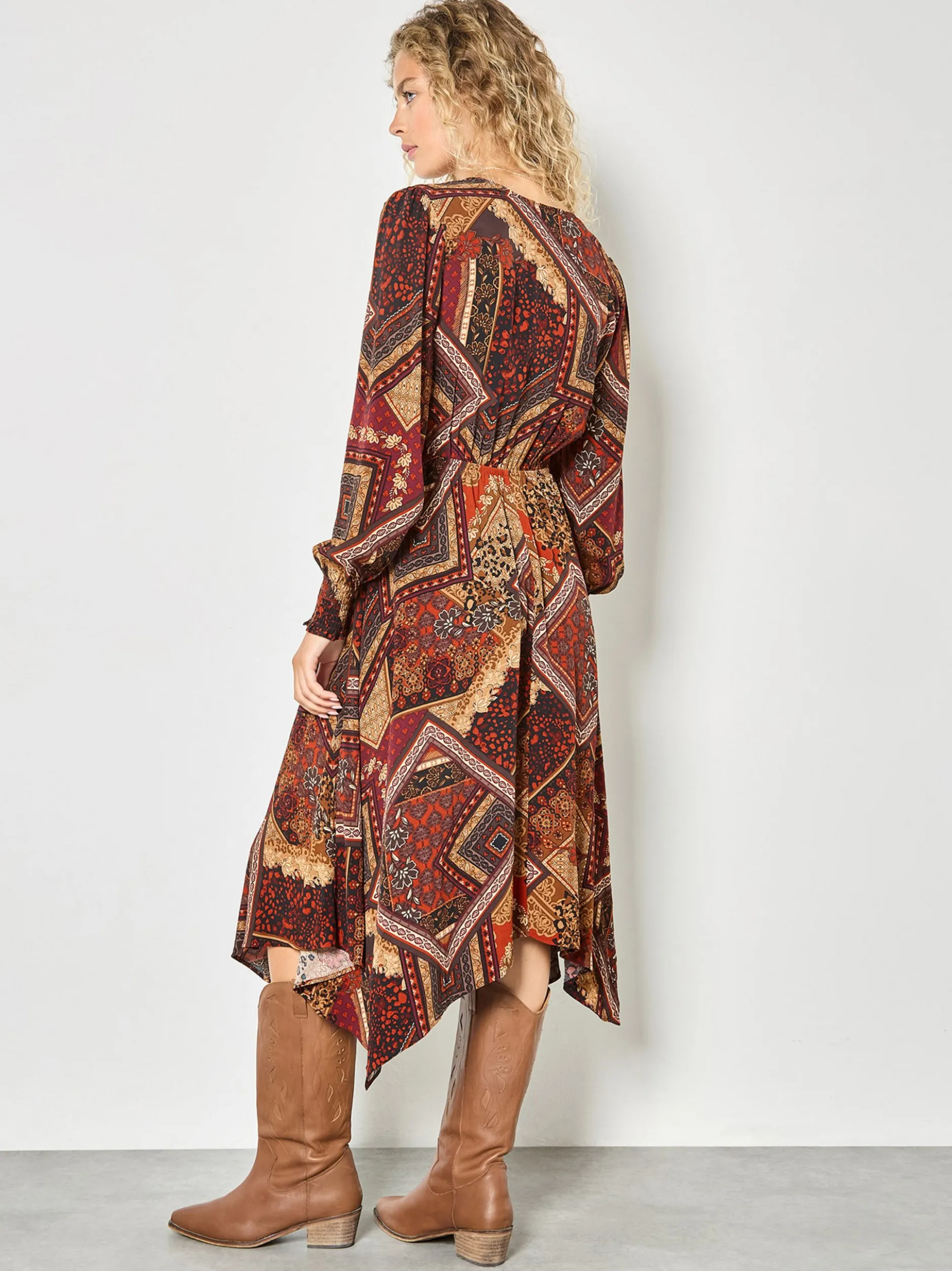 Apricot Damen Midikleid in rosenholz - Länge: midi