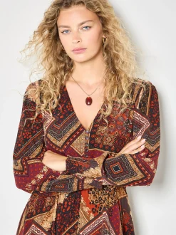Apricot Damen Midikleid in rosenholz - Länge: midi
