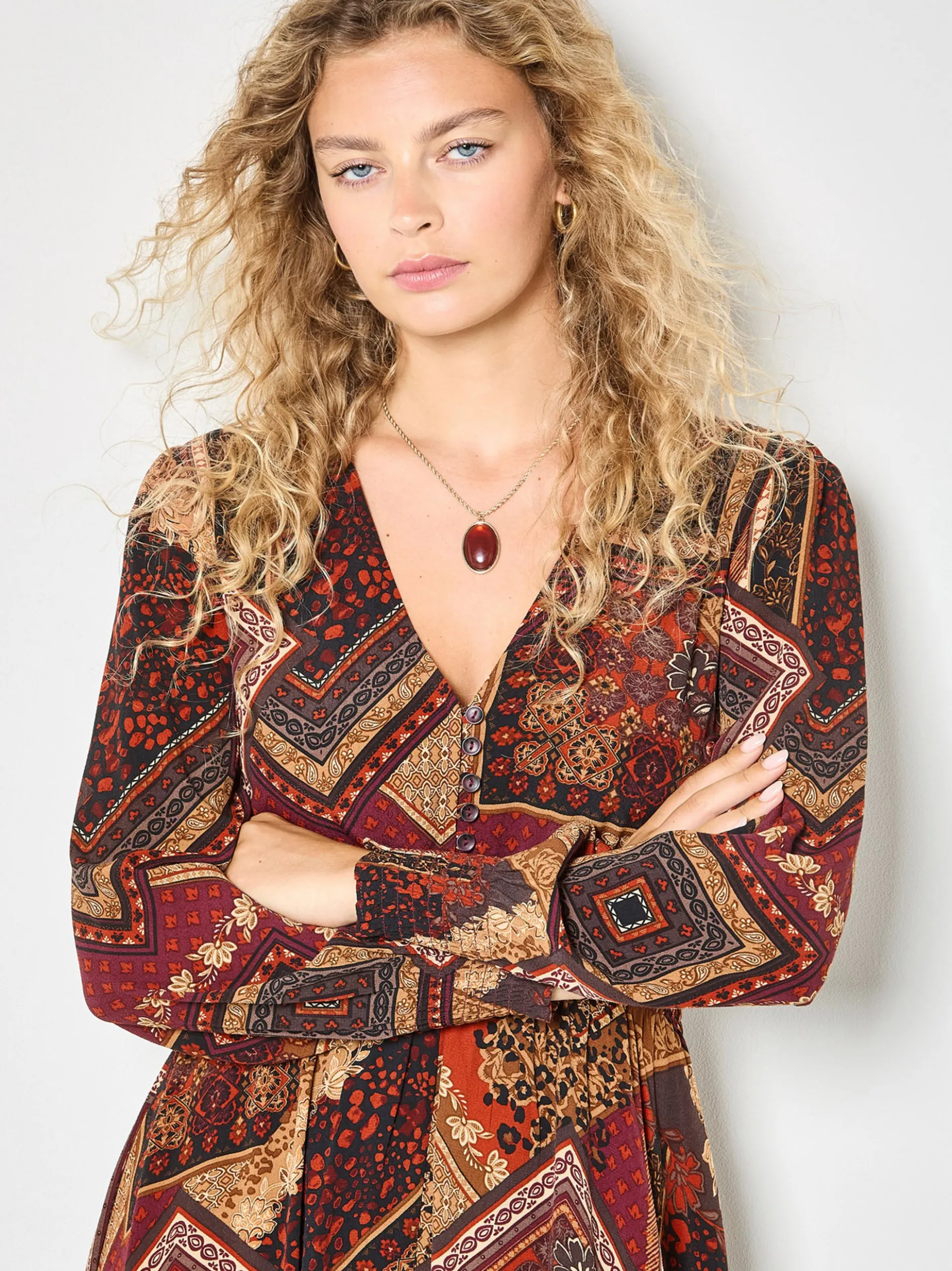Apricot Damen Midikleid in rosenholz - Länge: midi