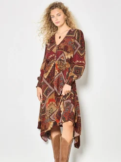 Apricot Damen Midikleid in rosenholz - Länge: midi