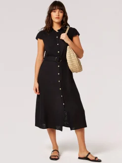 Apricot Damen Midikleid in schwarz - Länge: midi