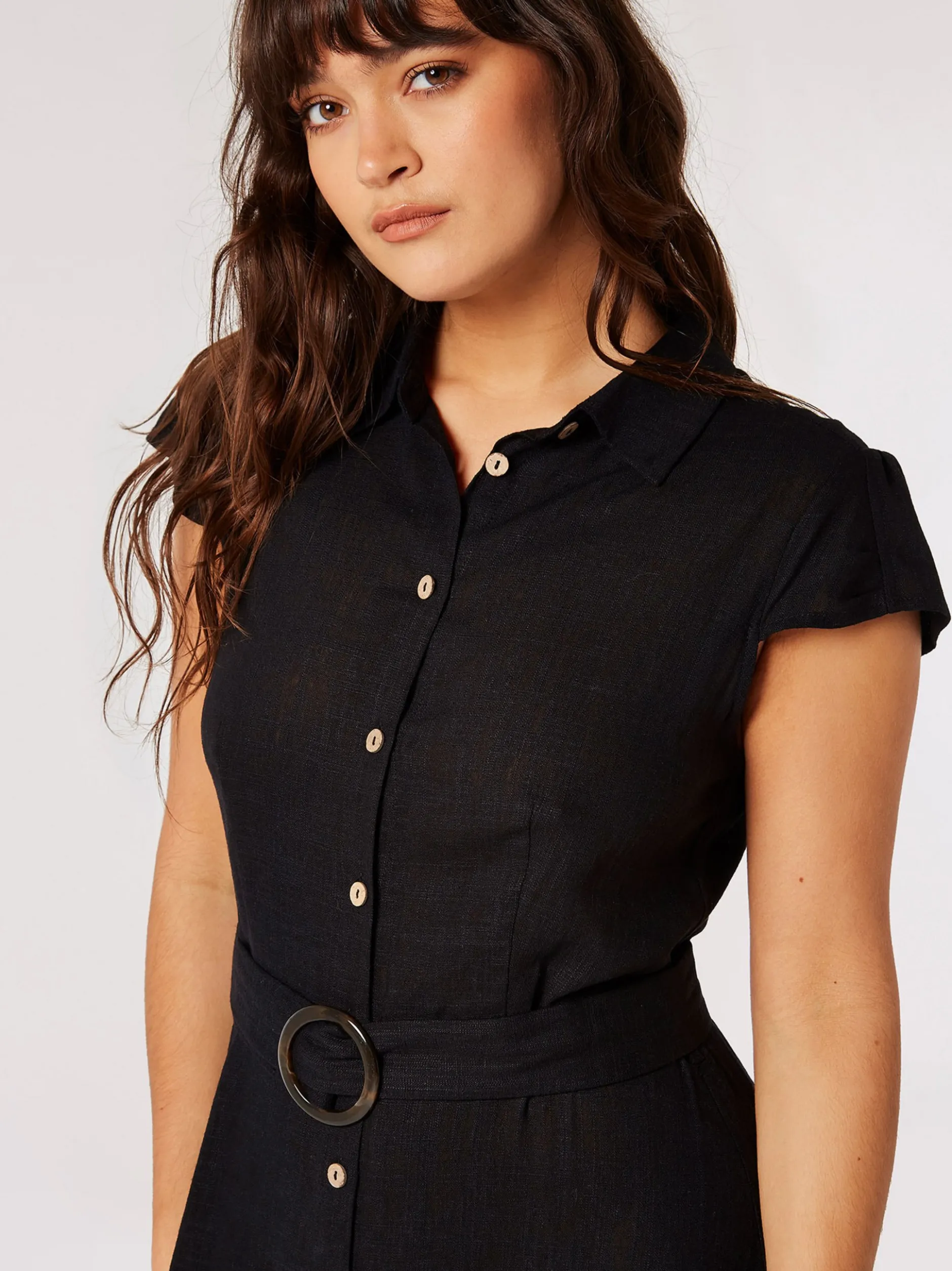 Apricot Damen Midikleid in schwarz - Länge: midi