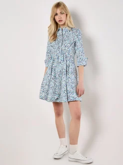 Apricot Damen Minikleid in blau weiß - Länge: knielang