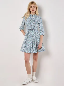 Apricot Damen Minikleid in blau weiß - Länge: knielang