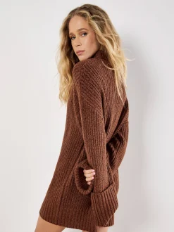 Apricot Damen Minikleid in braun rot - Länge: kurz