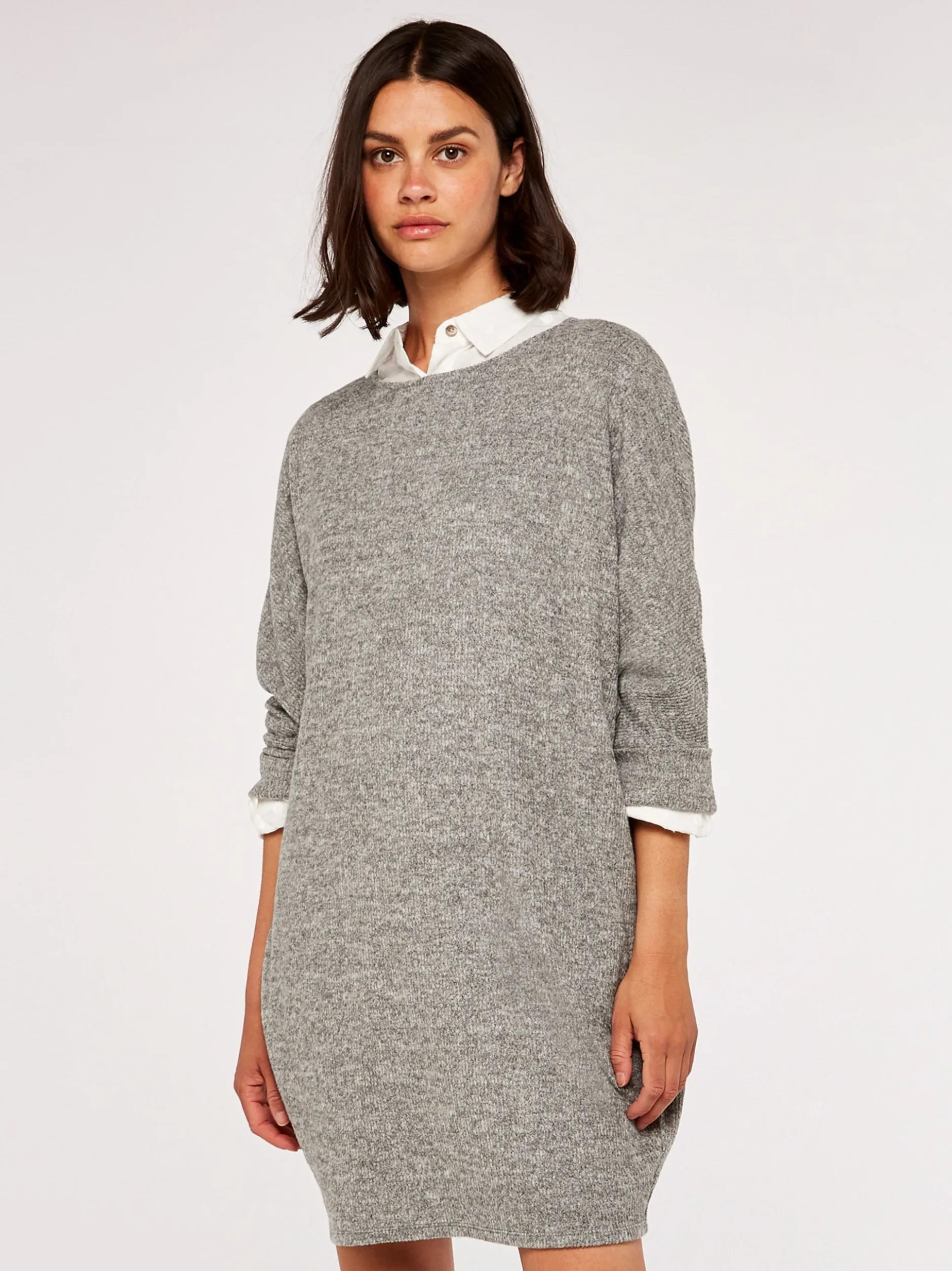 Apricot Damen Minikleid in grau - Ausschnitt: Rundhals