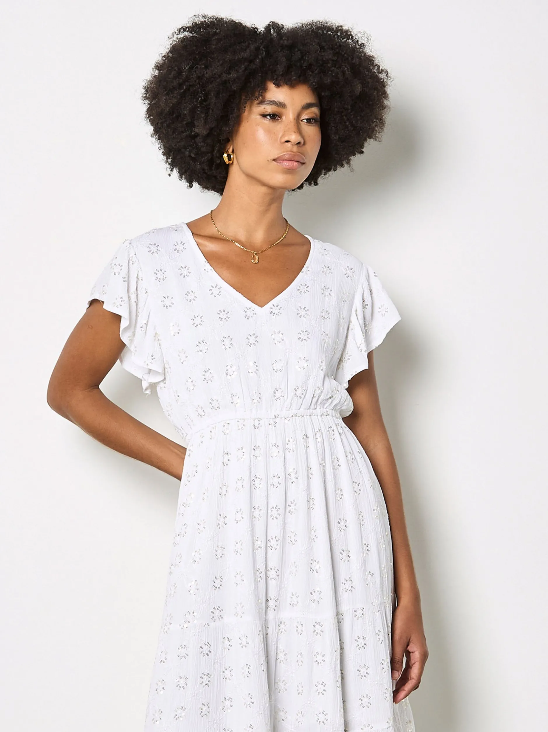 Apricot Damen Minikleid in weiß - Länge: knielang