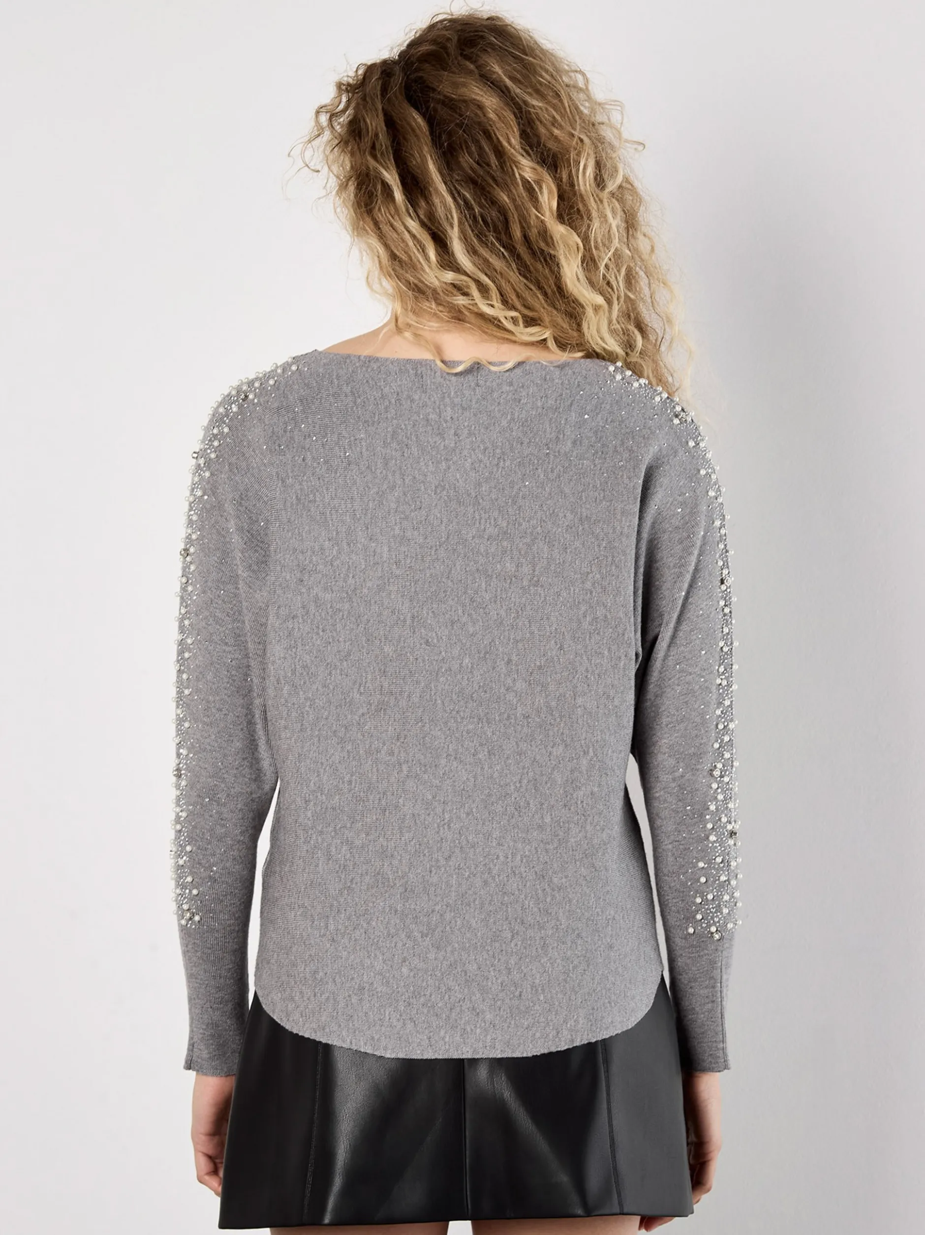 Apricot Damen Pullover in grau - Ausschnitt: U-Boot