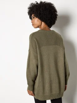 Apricot Damen Pullover in khaki - Ausschnitt: Rundhals