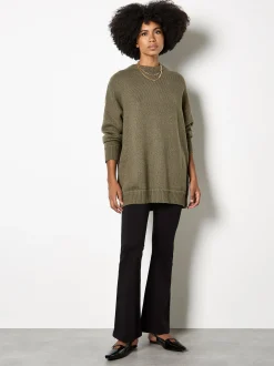 Apricot Damen Pullover in khaki - Ausschnitt: Rundhals