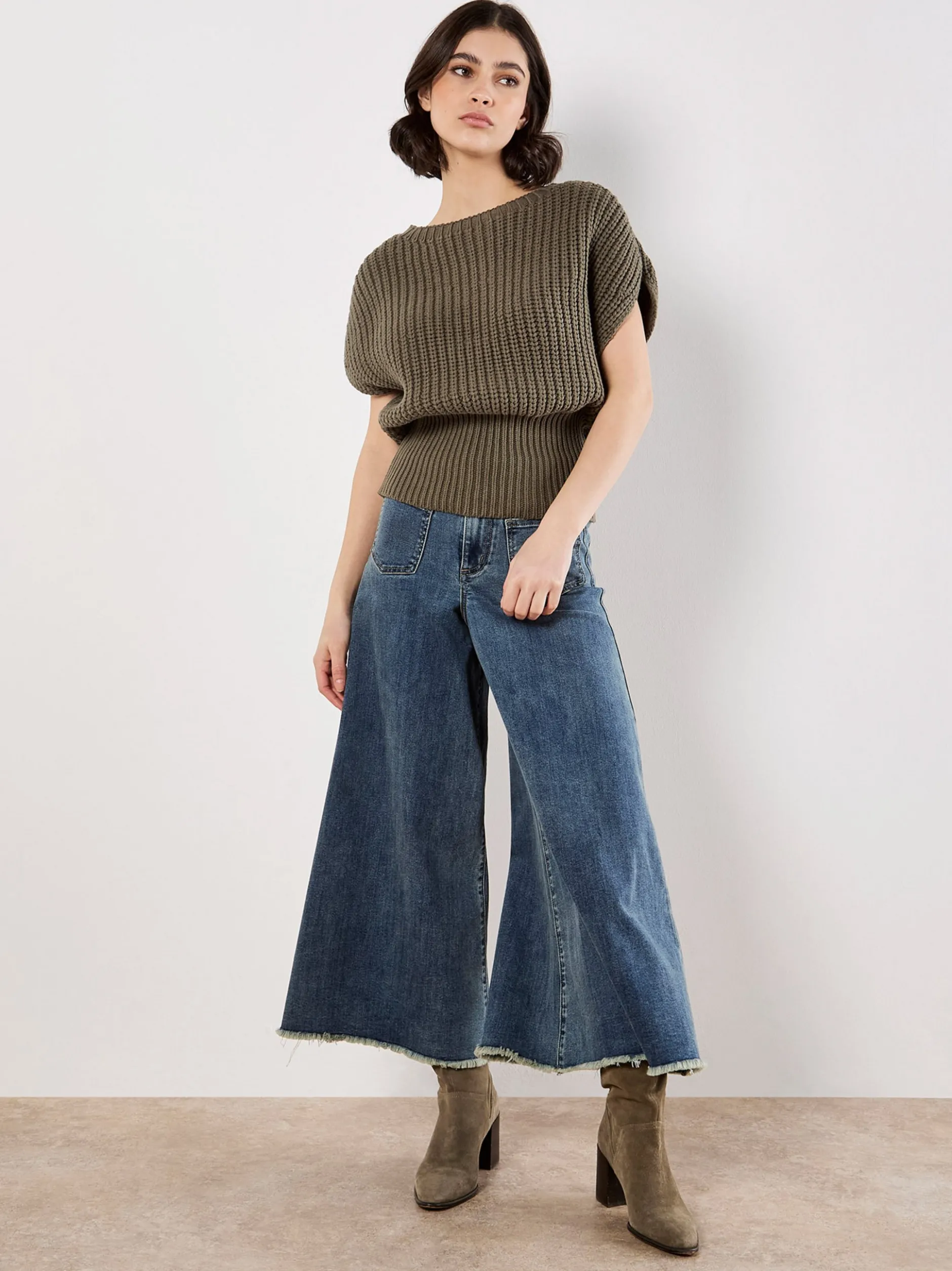 Apricot Damen Pullover in khaki - Ausschnitt: Rundhals