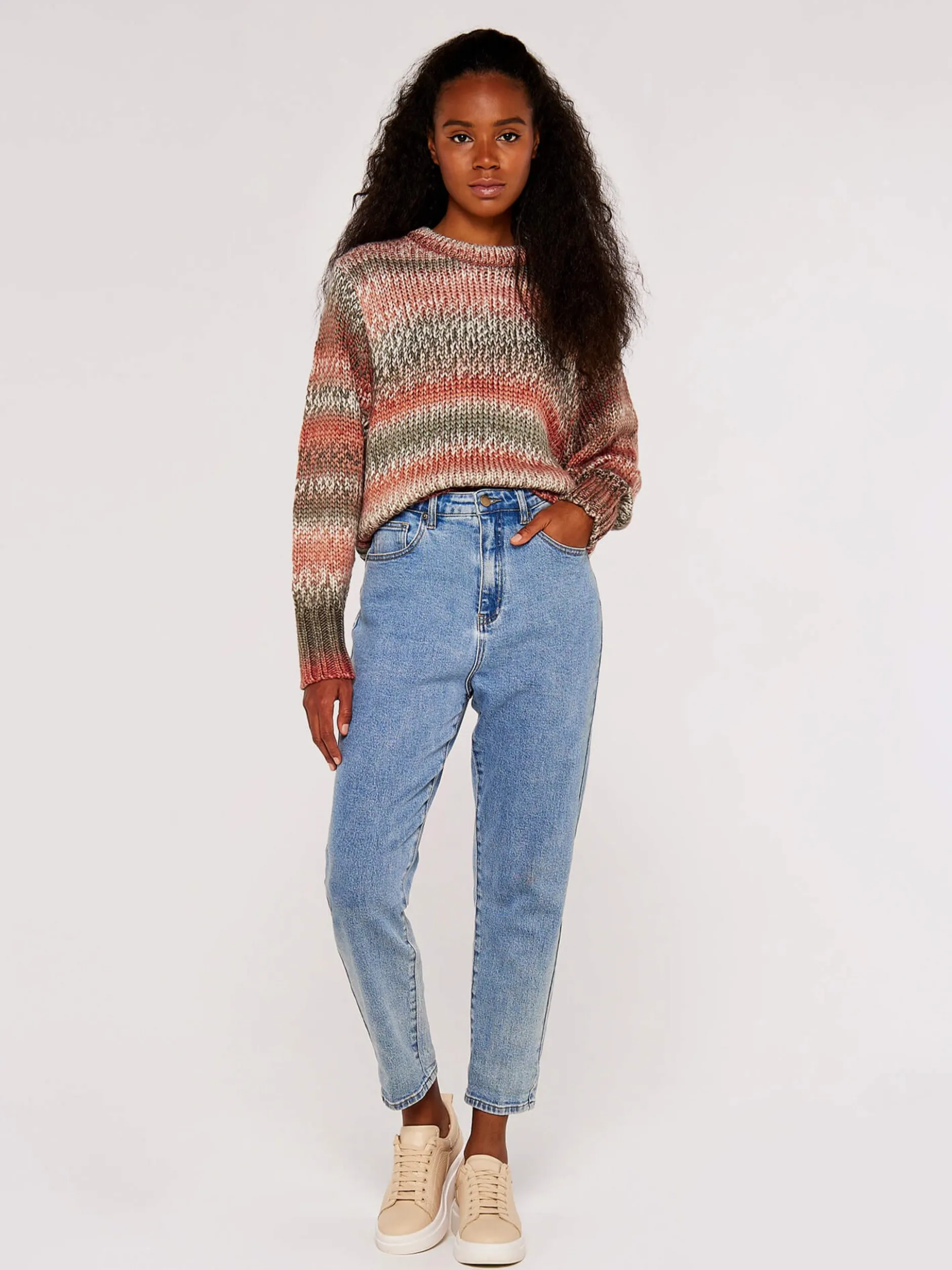 Apricot Damen Pullover in koralle - Ausschnitt: Rundhals