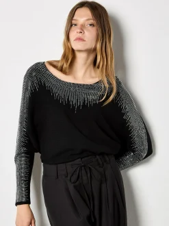 Apricot Damen Pullover in schwarz - Ausschnitt: Rundhals