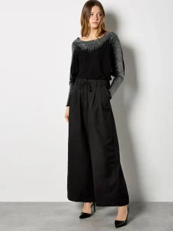 Apricot Damen Pullover in schwarz - Ausschnitt: Rundhals