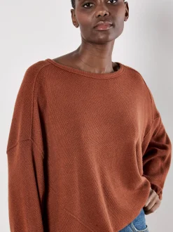 Apricot Damen Pullover in terra - Ausschnitt: Rundhals