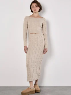 Apricot Damen Rock in beige - Länge: lang