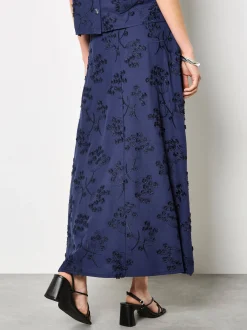 Apricot Damen Rock in marine blau - Länge: lang