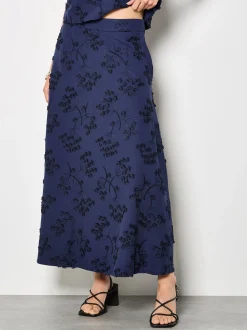 Apricot Damen Rock in marine blau - Länge: lang
