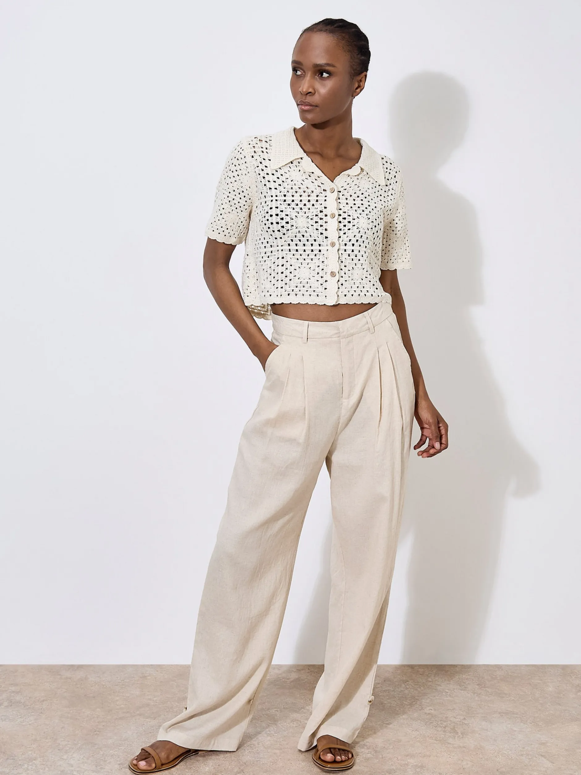Apricot Damen Strickjacke in beige - Ärmel: 3/4 Arm