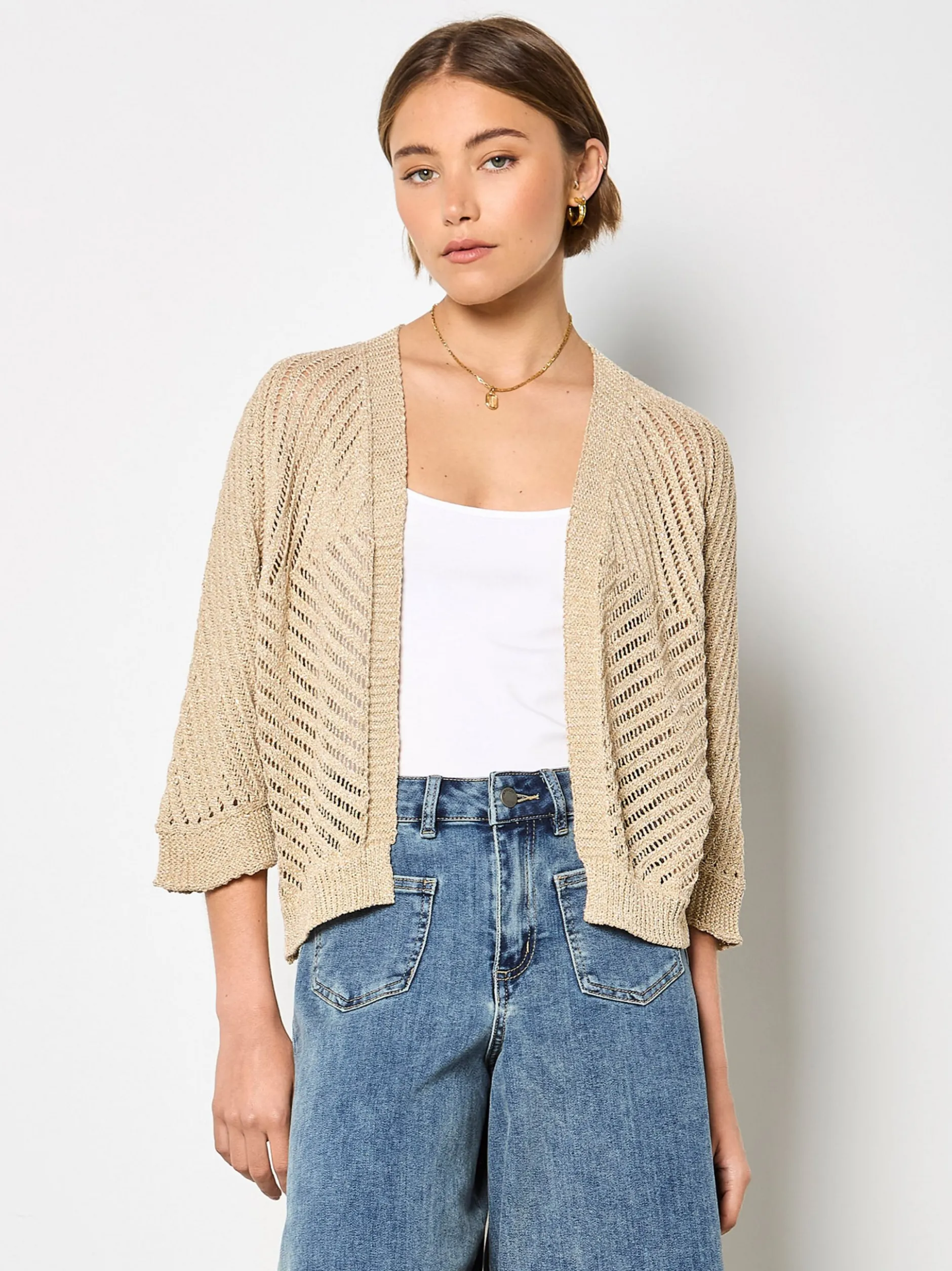 Apricot Damen Strickjacke in gold - Ärmel: langarm