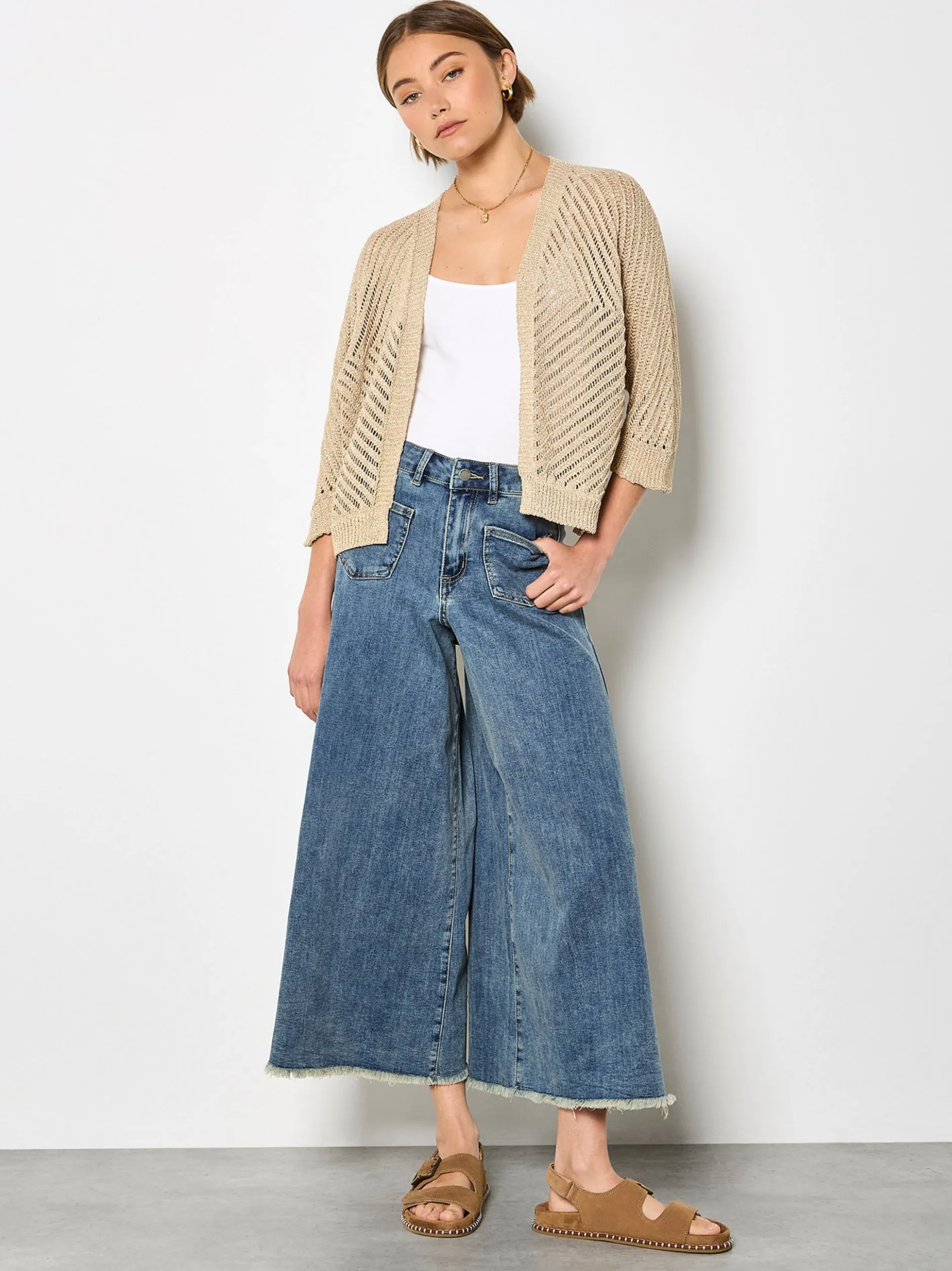 Apricot Damen Strickjacke in gold - Ärmel: langarm