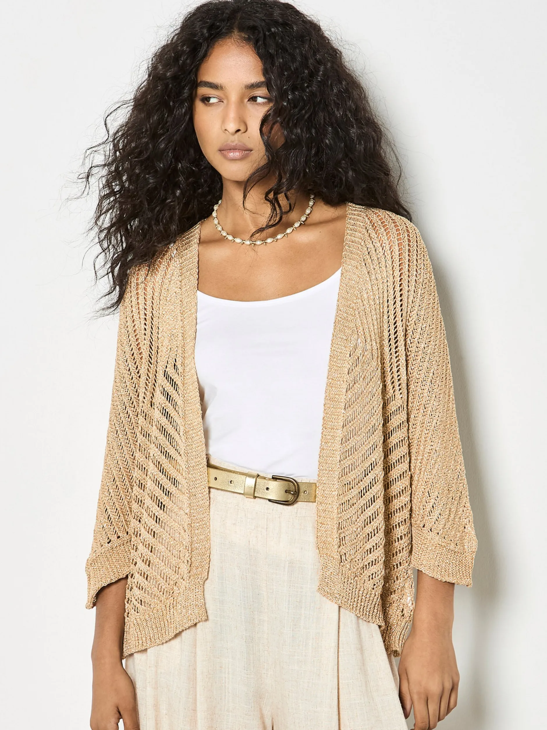 Apricot Damen Strickjacke in gold - Ärmel: langarm
