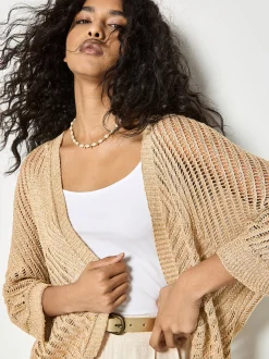 Apricot Damen Strickjacke in gold - Ärmel: langarm