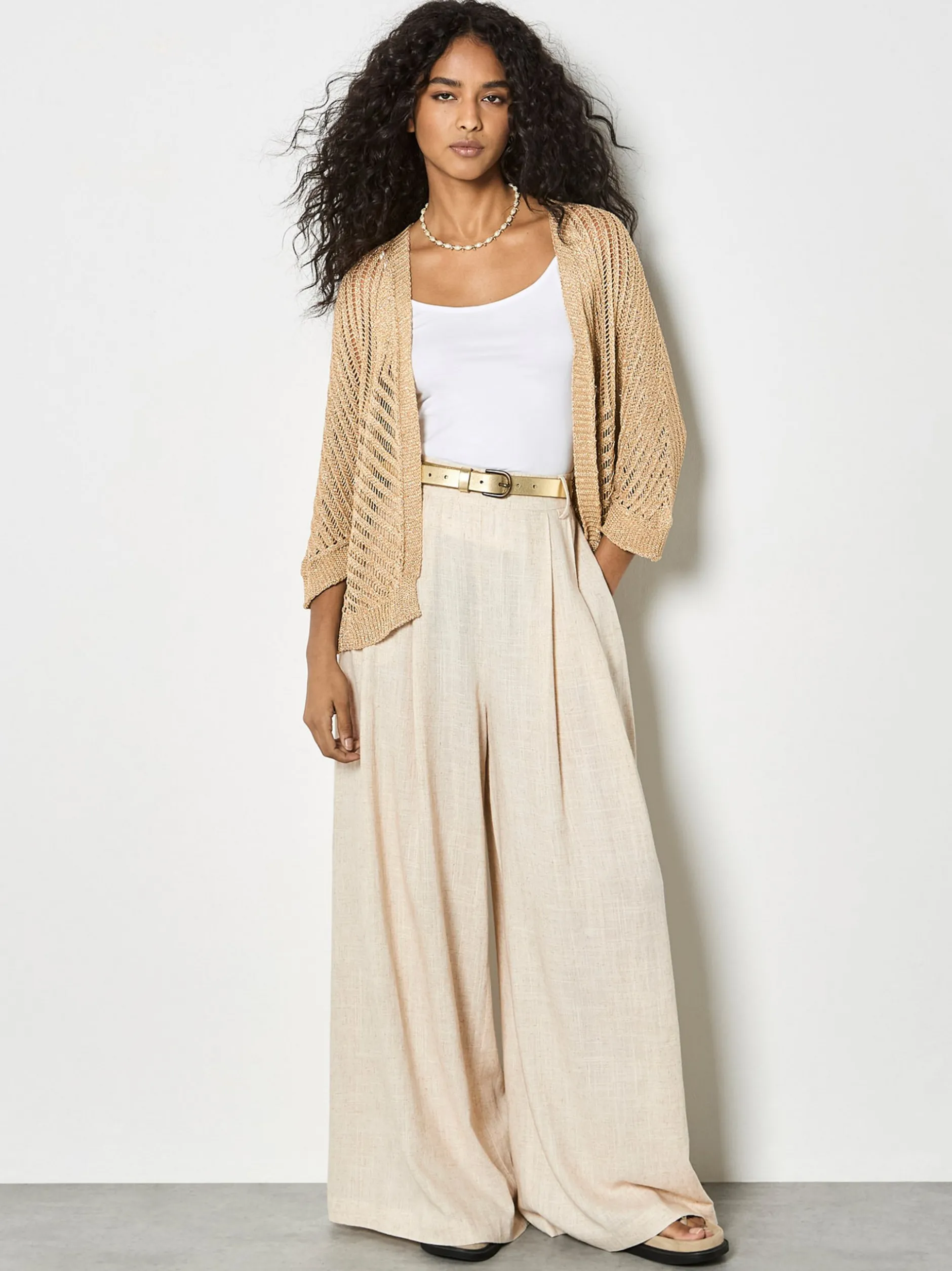Apricot Damen Strickjacke in gold - Ärmel: langarm