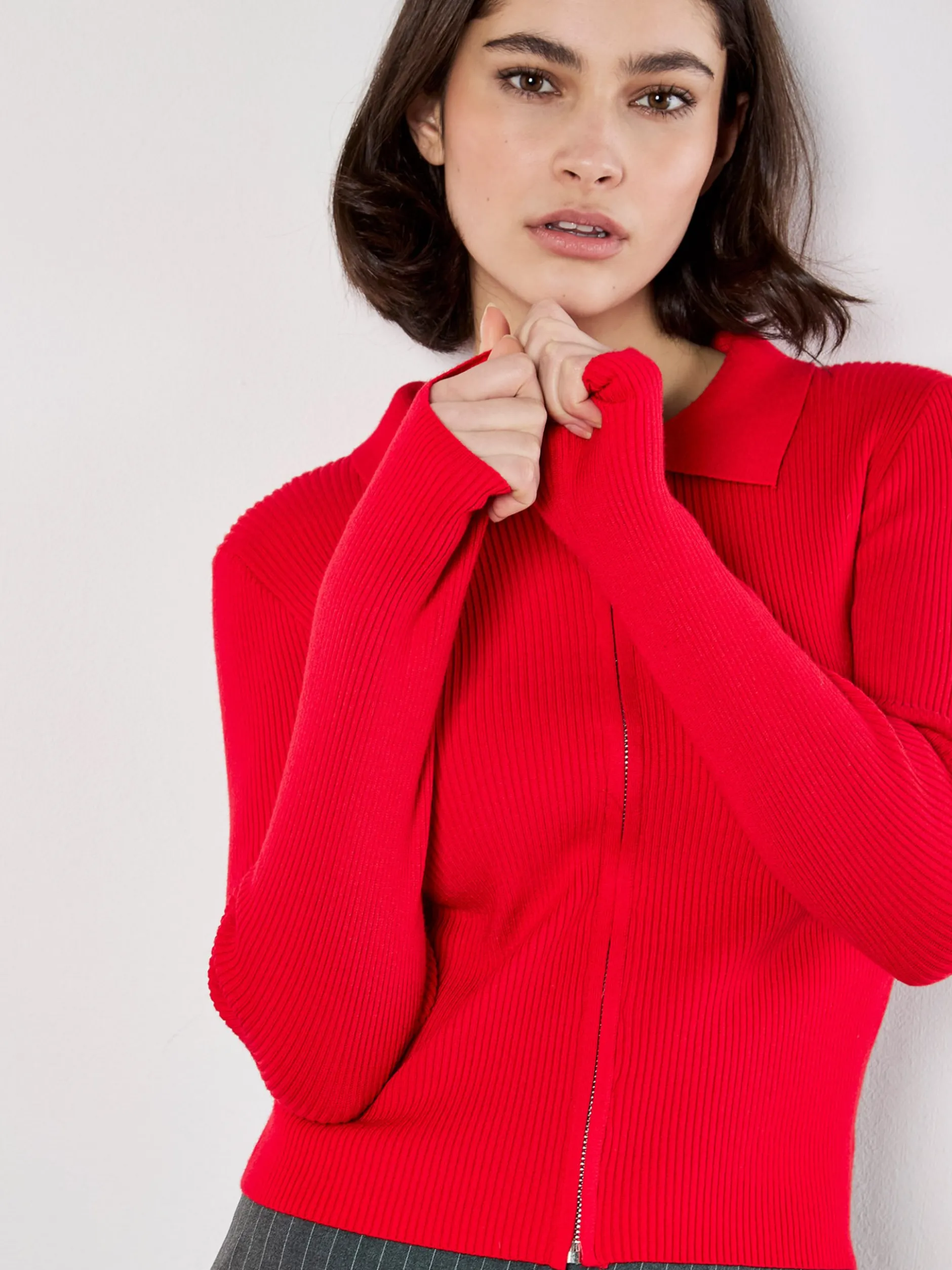 Apricot Damen Strickjacke in rot - Ärmel: langarm